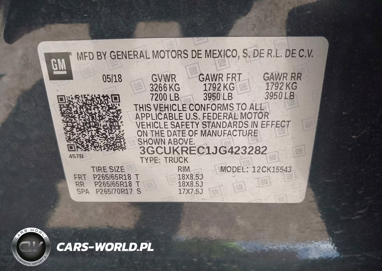 2018 Chevrolet Silverado 1500 2Lt VIN:3GCUKREC1JG423282 - 9