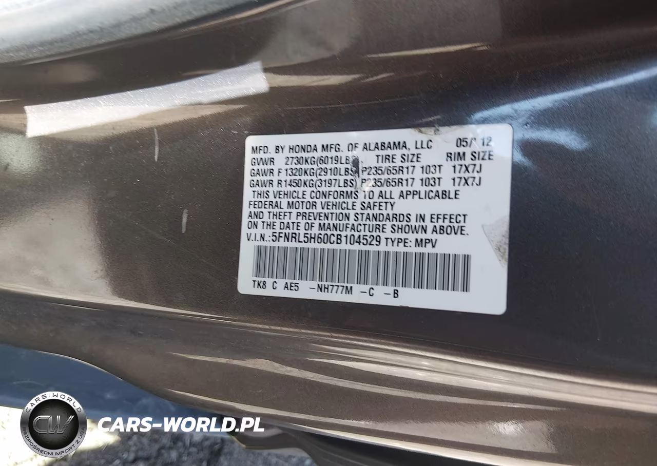 2012 Honda Odyssey Ex-L VIN:5FNRL5H60CB104529 - 9