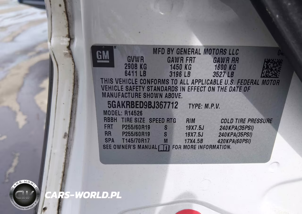 2011 Buick Enclave 1Xl VIN:5GAKRBED9BJ367712 - 9
