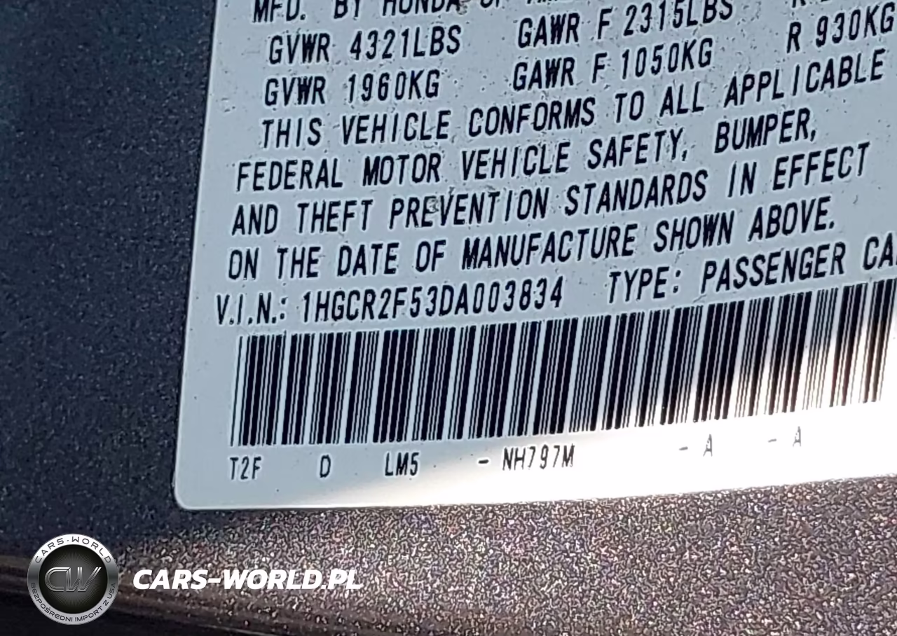 2013 Honda Accord Sport VIN:1HGCR2F53DA003834 - 9