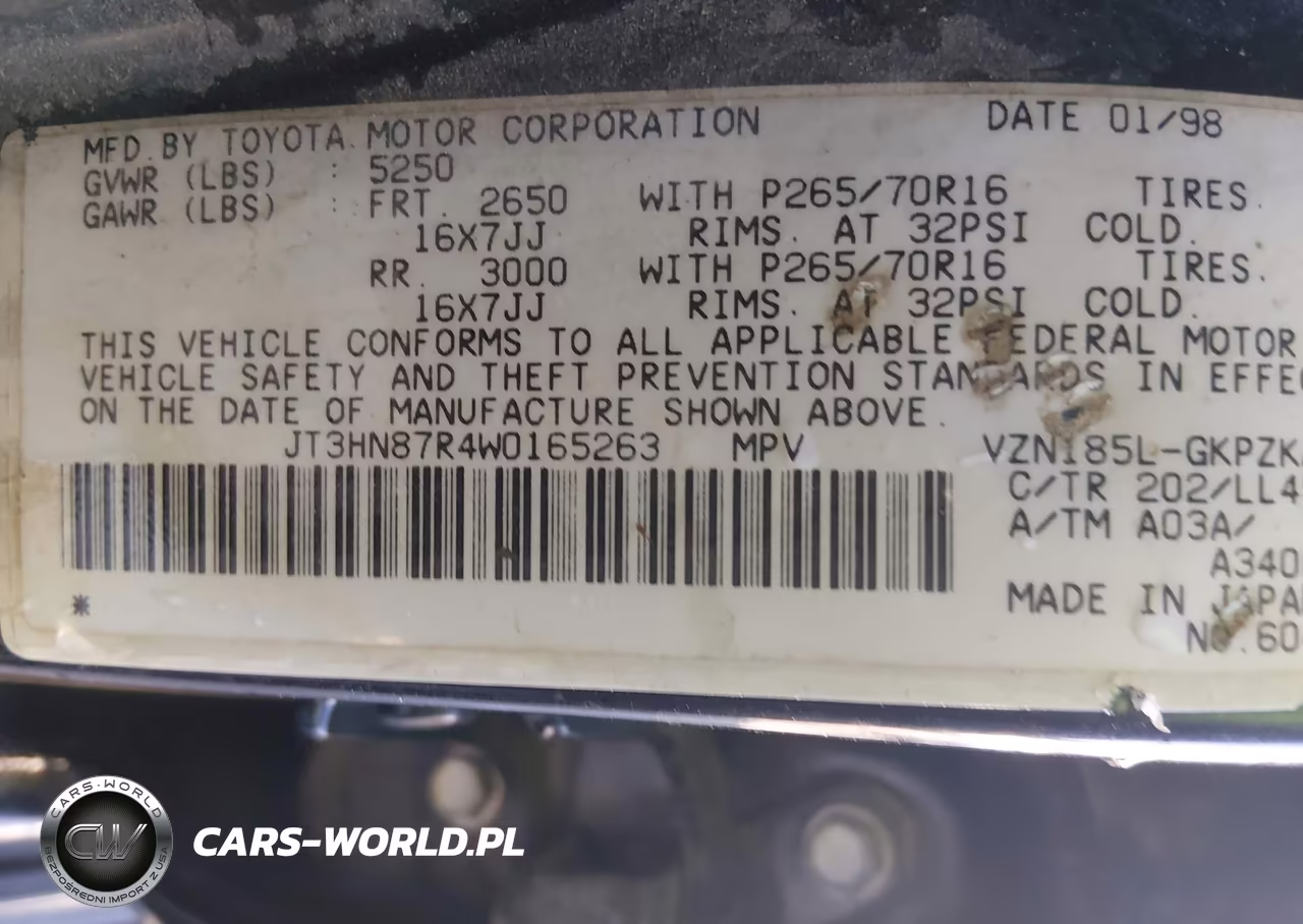 1998 Toyota 4Runner Sr5 V6 Limited VIN:JT3HN87R4W0165263 - 9