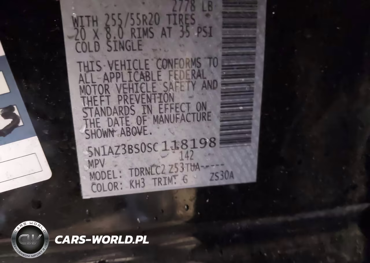 2025 Nissan Murano Sv VIN:5N1AZ3BS0SC118198 - 9
