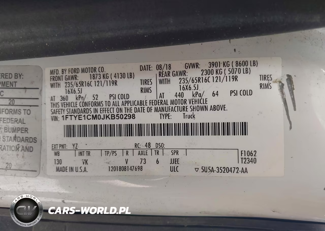 2018 Ford Transit-150 VIN:1FTYE1CM0JKB50298 - 9