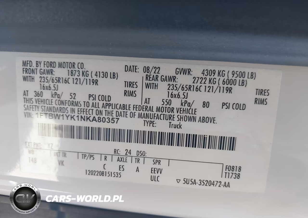 2022 Ford E-Transit-350 VIN:1FTBW1YK1NKA80357 - 9