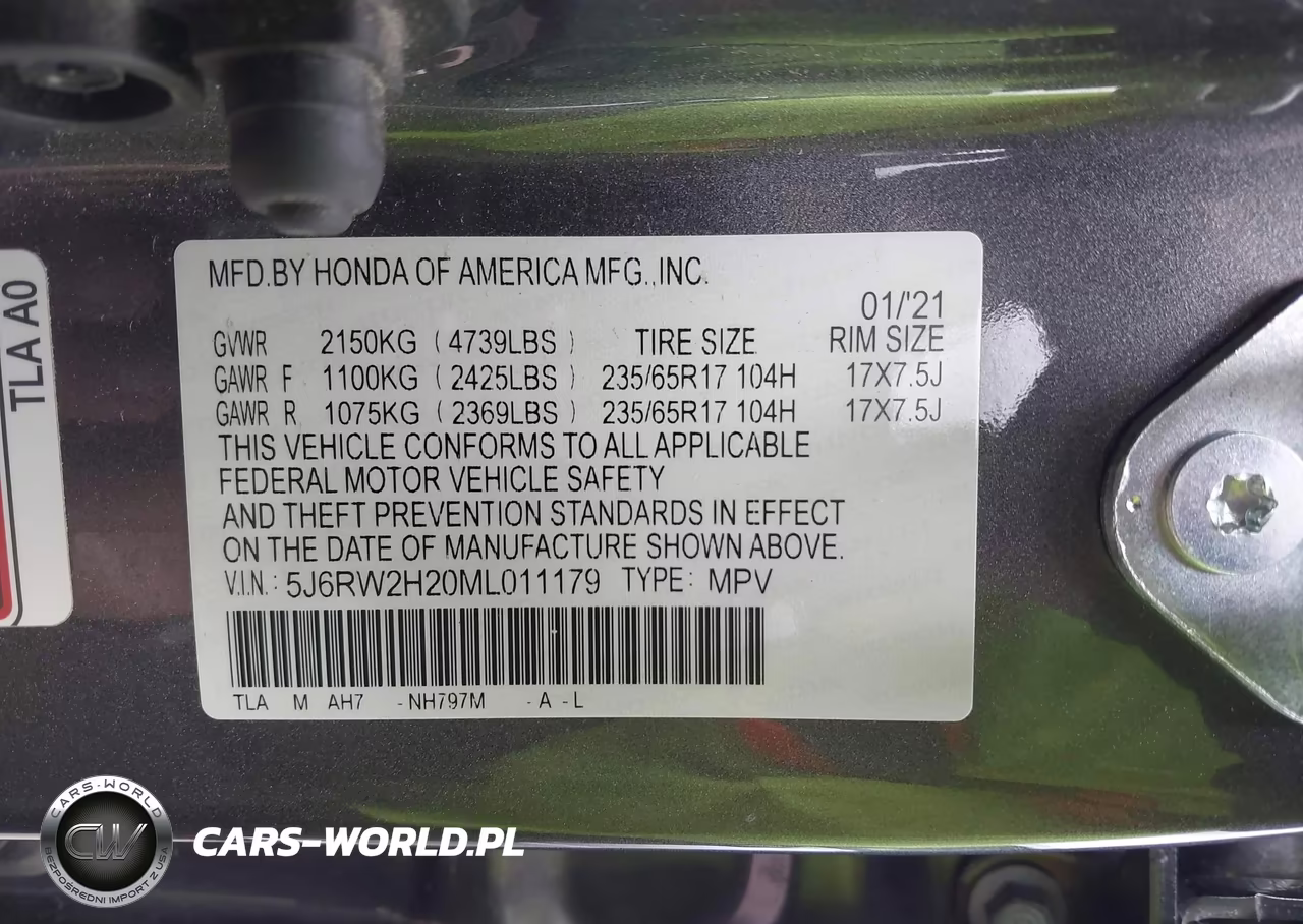 2021 Honda Cr-V Awd Lx VIN:5J6RW2H20ML011179 - 9