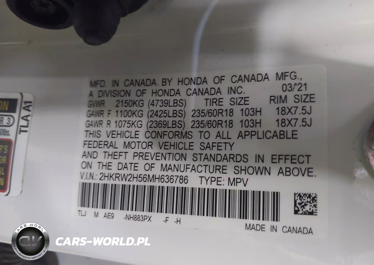 2021 Honda Cr-V Awd Ex VIN:2HKRW2H56MH636786 - 9