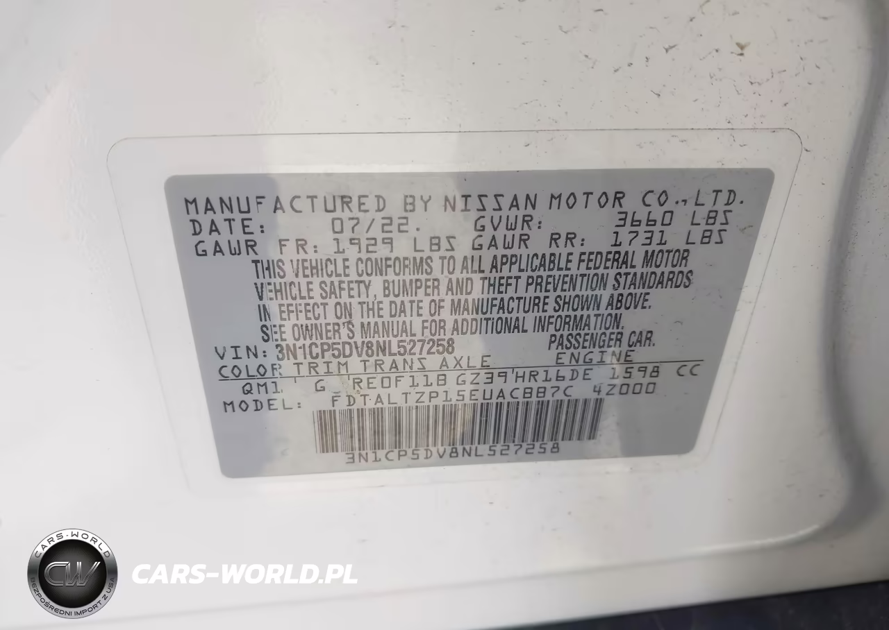 2022 Nissan Kicks Sr Xtronic Cvt VIN:3N1CP5DV8NL527258 - 9