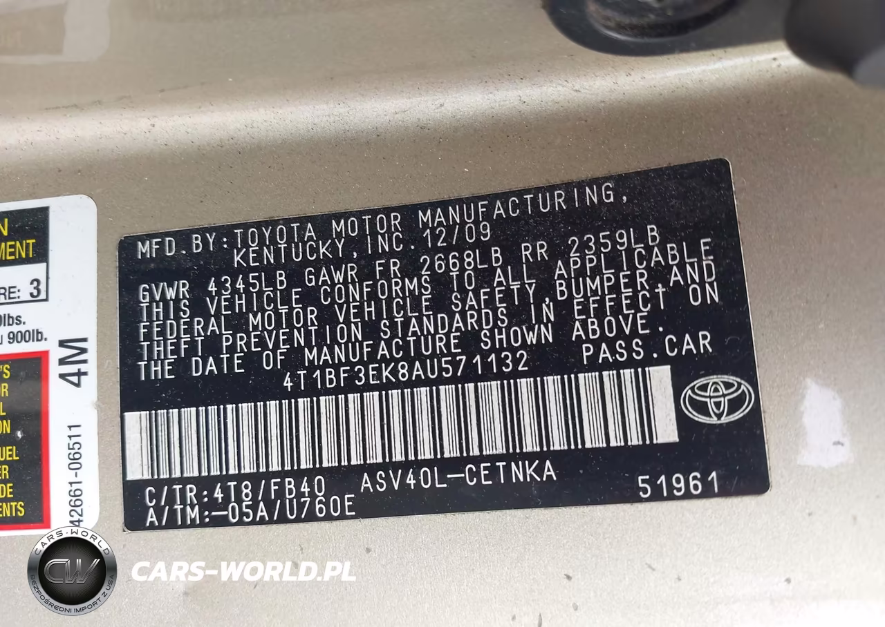 2010 Toyota Camry Le VIN:4T1BF3EK8AU571132 - 9