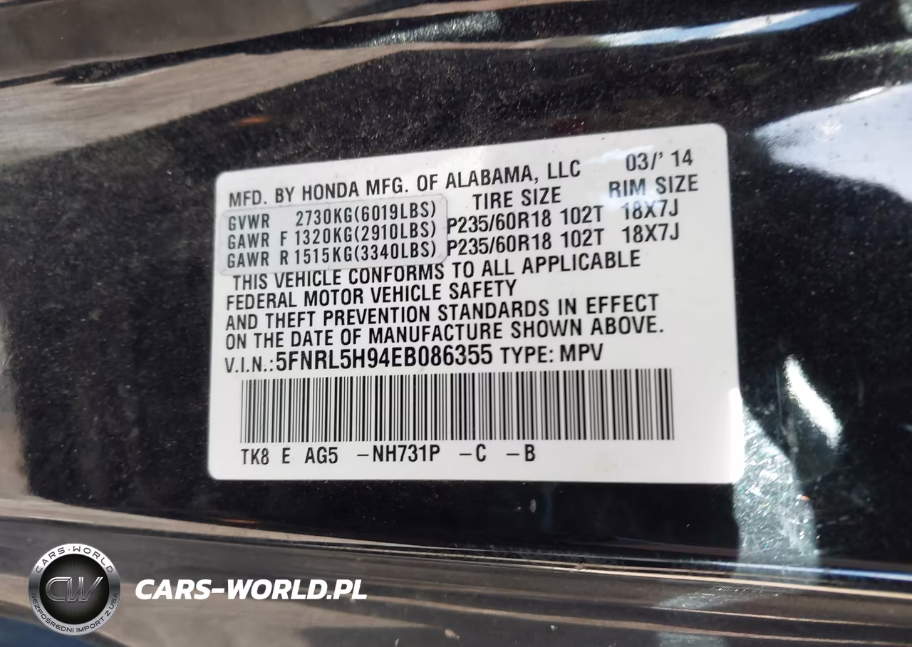 2014 Honda Odyssey Touring-Touring Elite VIN:5FNRL5H94EB086355 - 9