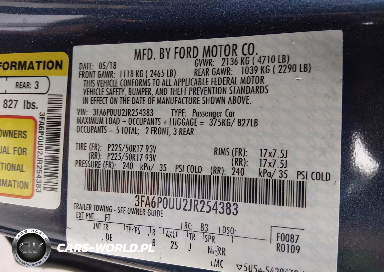 2018 Ford Fusion Hybrid S VIN:3FA6P0UU2JR254383 - 9