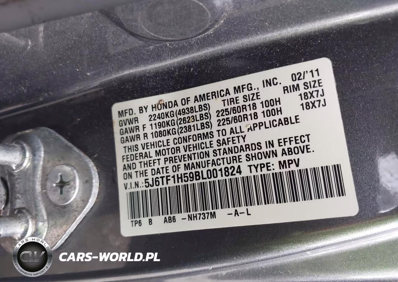 2011 Honda Accord Crosstour Ex-L VIN:5J6TF1H59BL001824 - 9