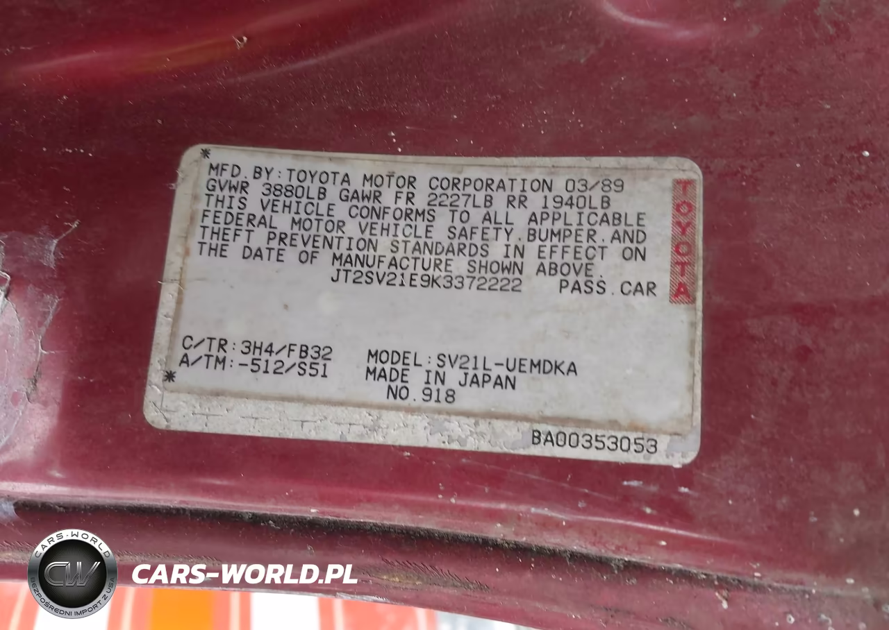 1989 Toyota Camry Dlx VIN:JT2SV21E9K3372222 - 9