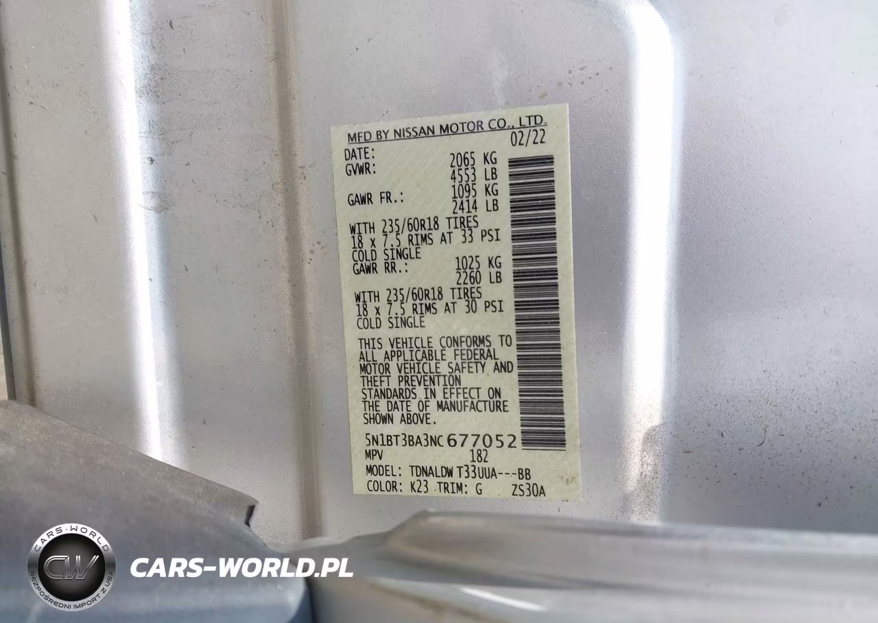 2022 Nissan Rogue Sv Fwd VIN:5N1BT3BA3NC677052 - 9
