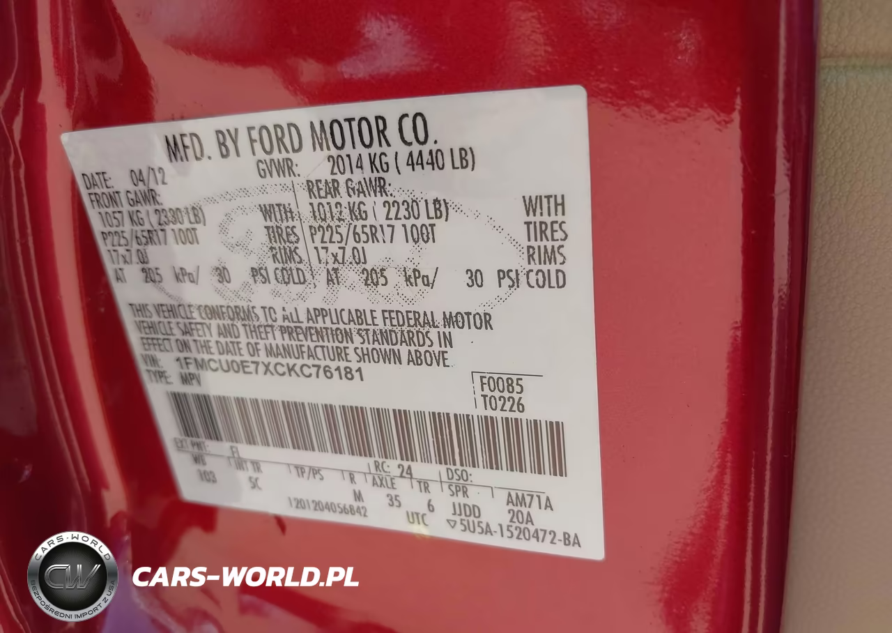 2012 Ford Escape Limited VIN:1FMCU0E7XCKC76181 - 9