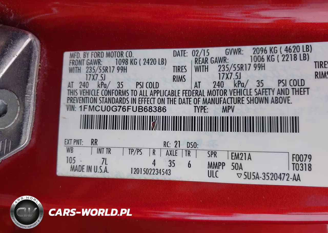 2015 Ford Escape Se VIN:1FMCU0G76FUB68386 - 9