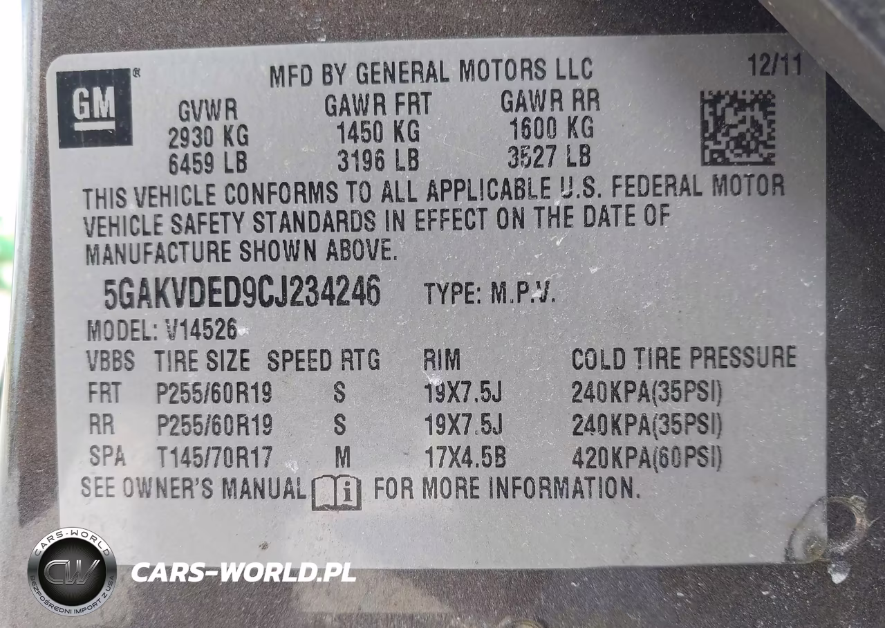 2012 Buick Enclave Premium VIN:5GAKVDED9CJ234246 - 9