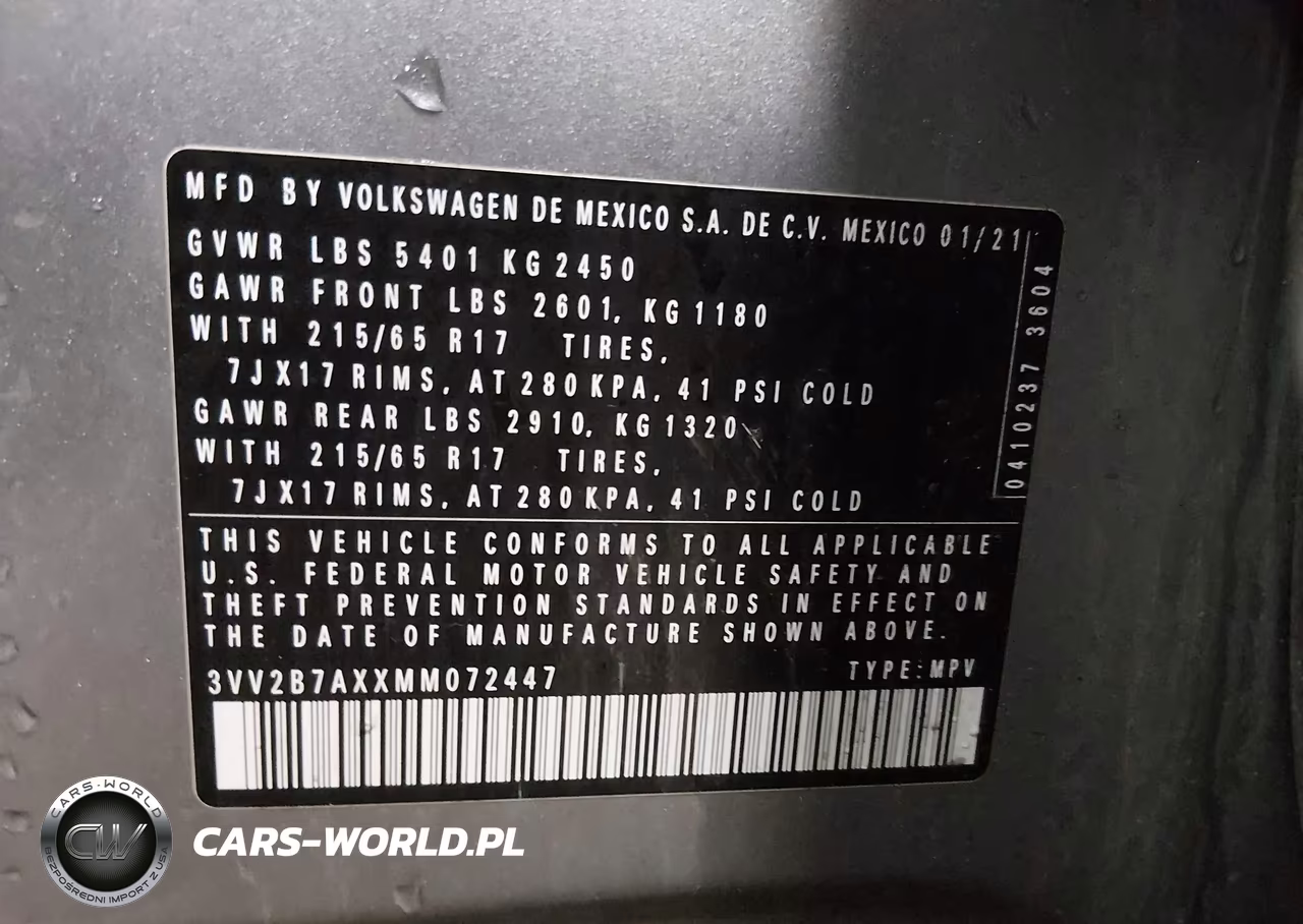 2021 Volkswagen Tiguan 2.0T Se-2.0T Se R-Line Black-2.0T Sel VIN:3VV2B7AXXMM072447 - 9