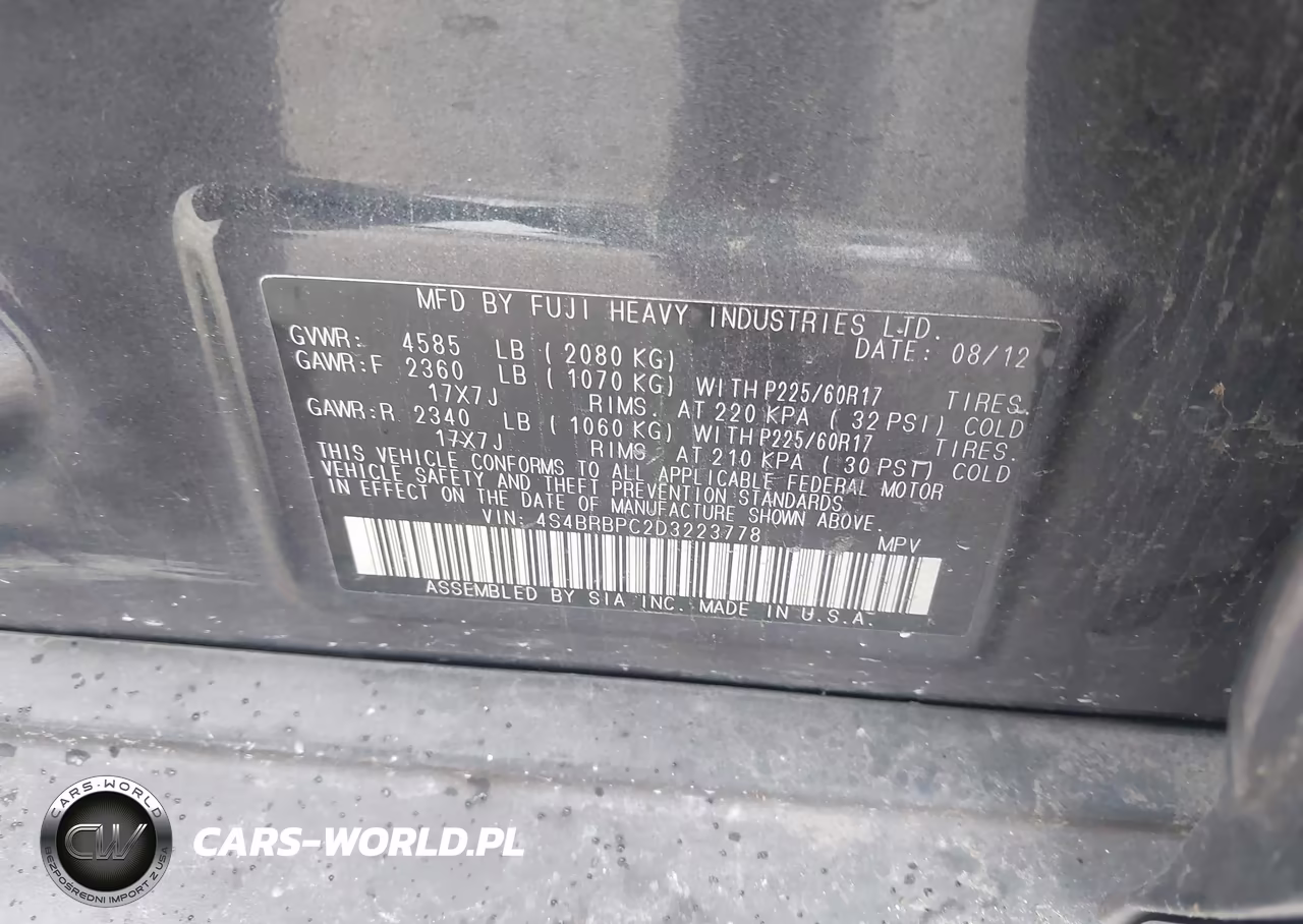 2013 Subaru Outback 2.5I Limited VIN:4S4BRBPC2D3223778 - 9