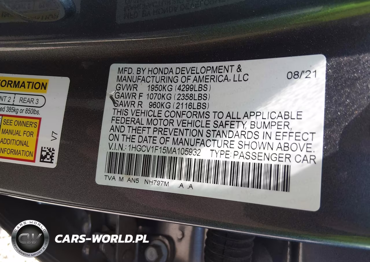 2021 Honda Accord Lx VIN:1HGCV1F15MA105932 - 9