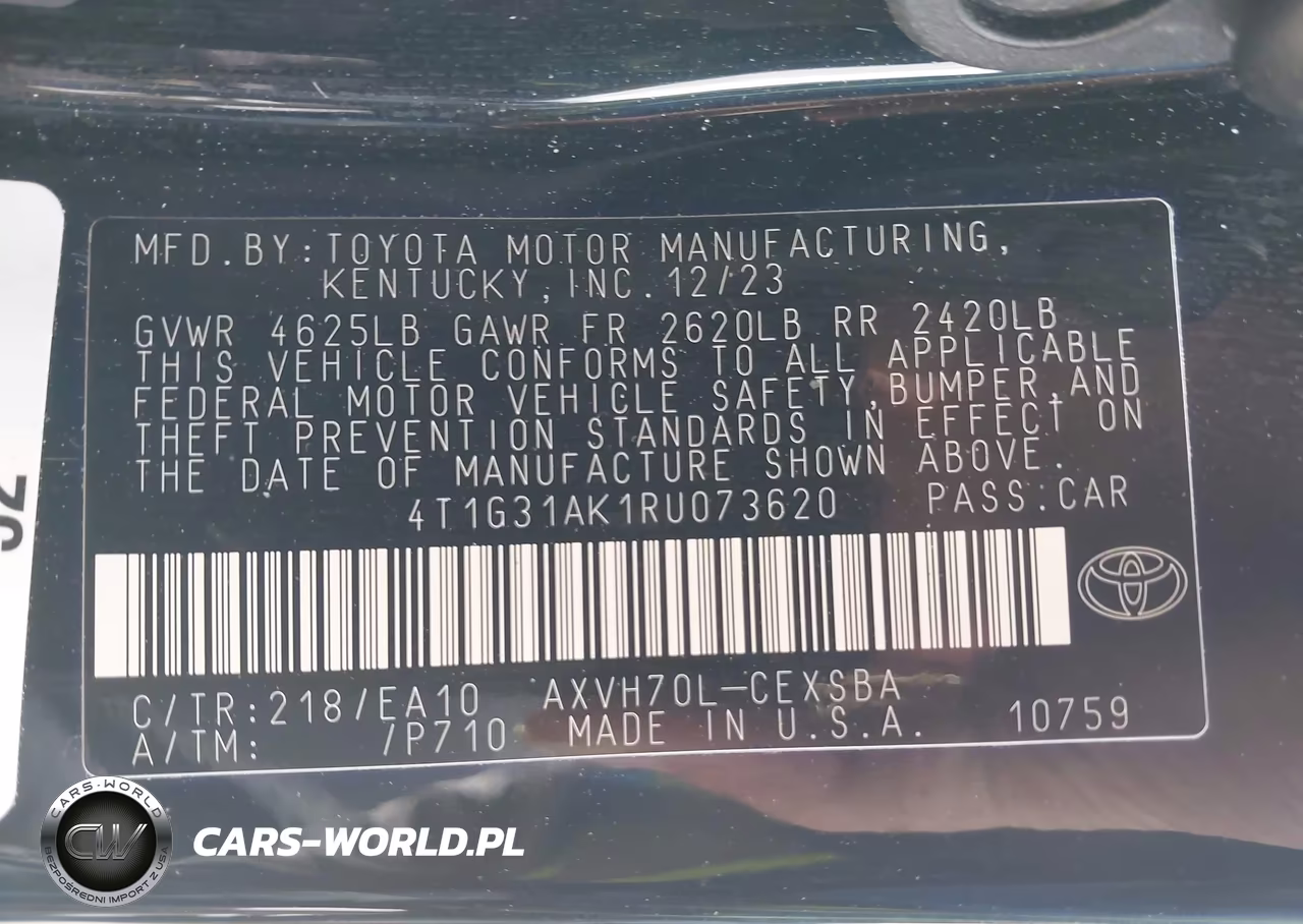 2024 Toyota Camry Hybrid Se VIN:4T1G31AK1RU073620 - 9