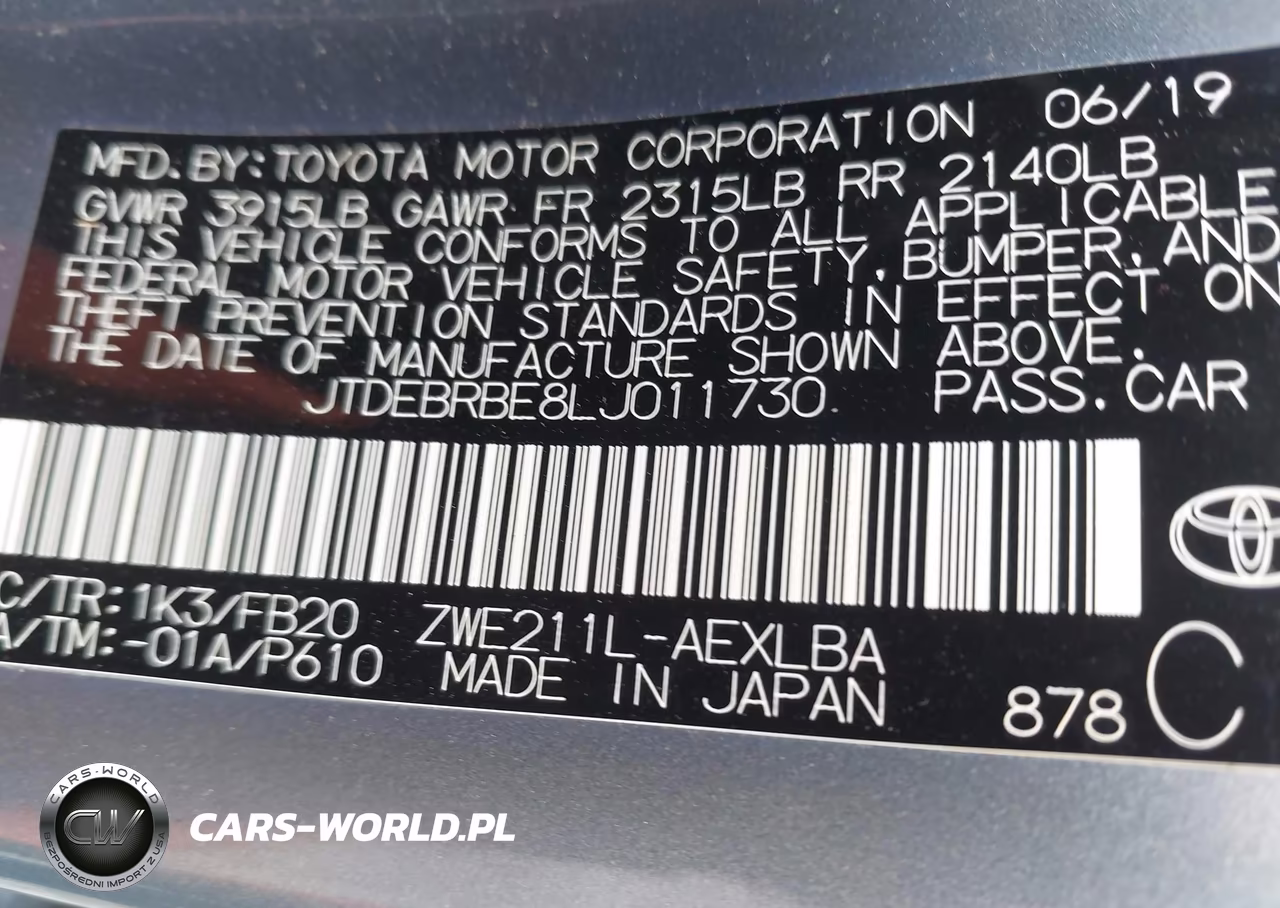 2020 Toyota Corolla Hybrid Le VIN:JTDEBRBE8LJ011730 - 9