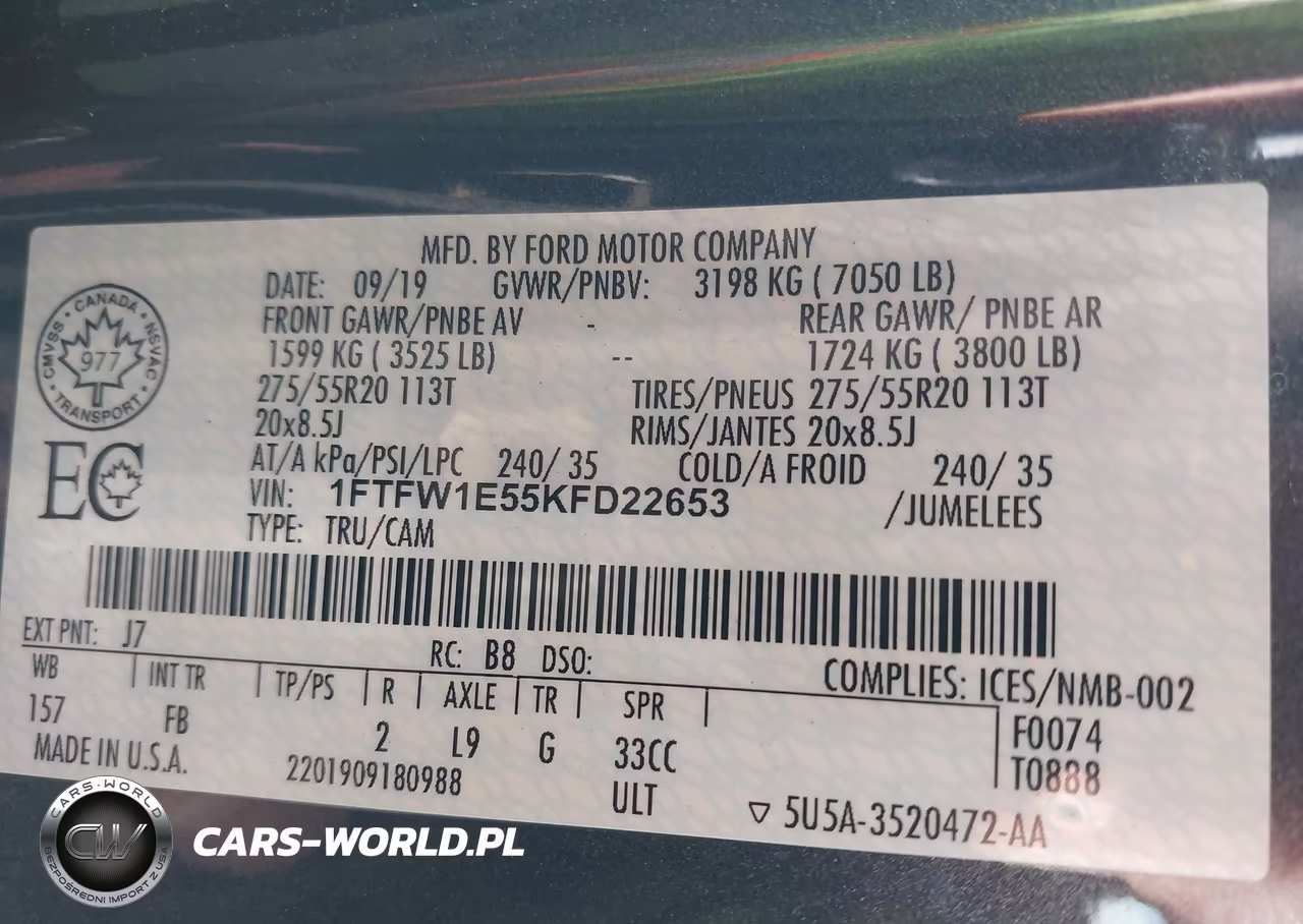 2019 Ford F-150 Xlt VIN:1FTFW1E55KFD22653 - 9