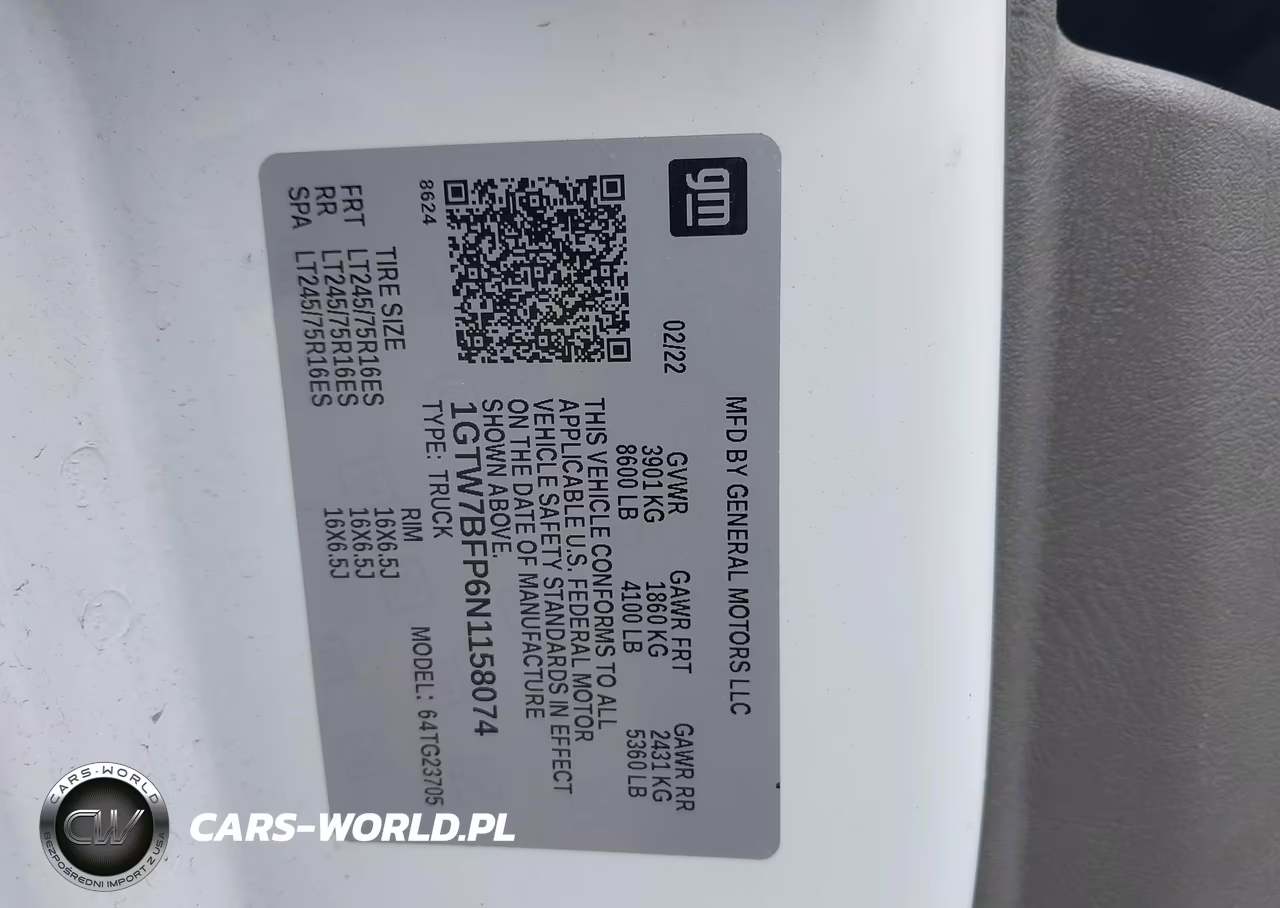 2022 GMC Savana Cargo Rwd 2500 Extended Wheelbase Work Van VIN:1GTW7BFP6N1158074 - 9