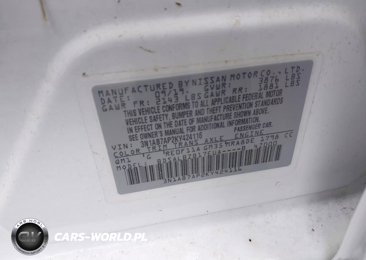 2019 Nissan Sentra S VIN:3N1AB7AP2KY424116 - 9