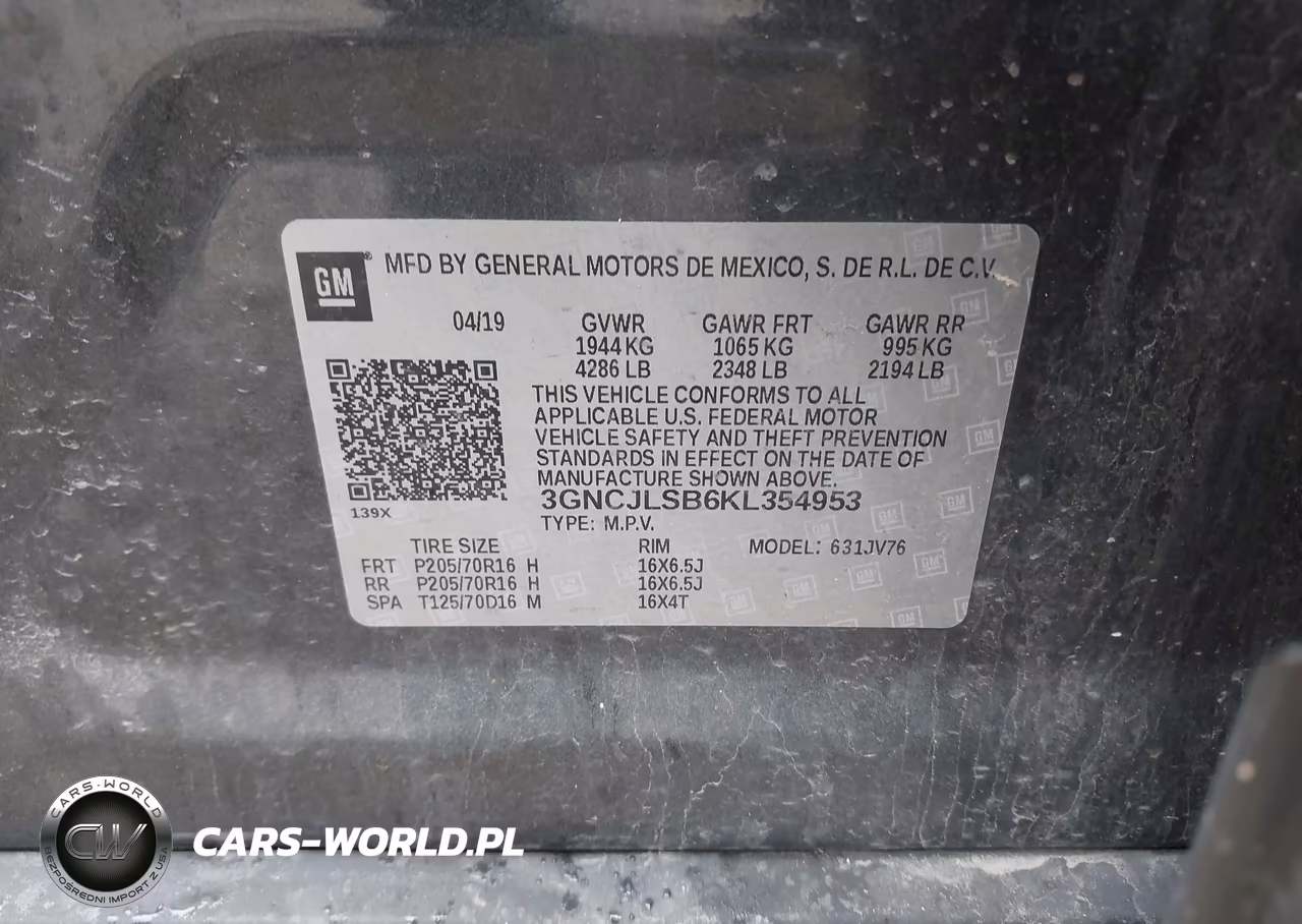 2019 Chevrolet Trax Lt VIN:3GNCJLSB6KL354953 - 9