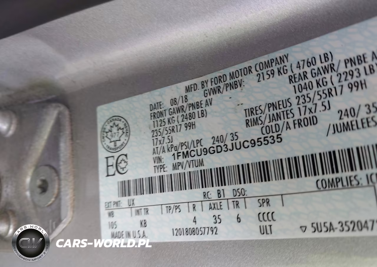 2018 Ford Escape Se VIN:1FMCU9GD3JUC95535 - 9