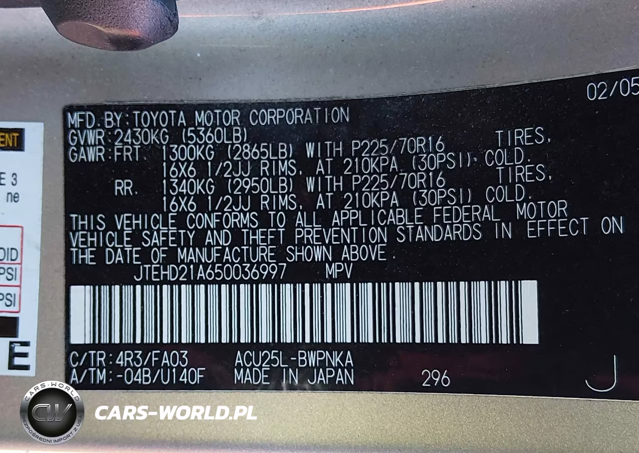 2005 Toyota Highlander VIN:JTEHD21A650036997 - 9