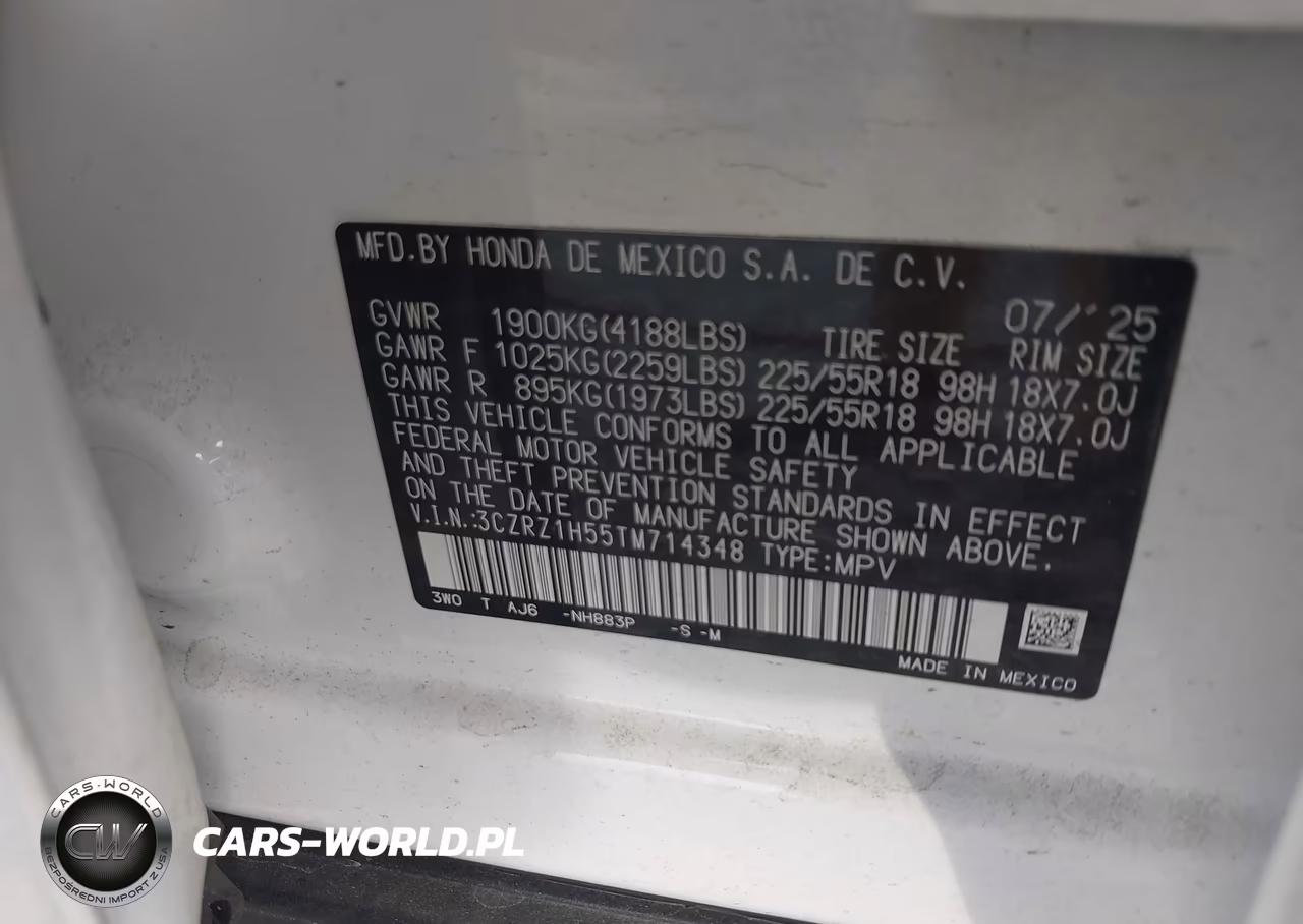 2026 Honda Hr-V 2Wd Sport VIN:3CZRZ1H55TM714348 - 9