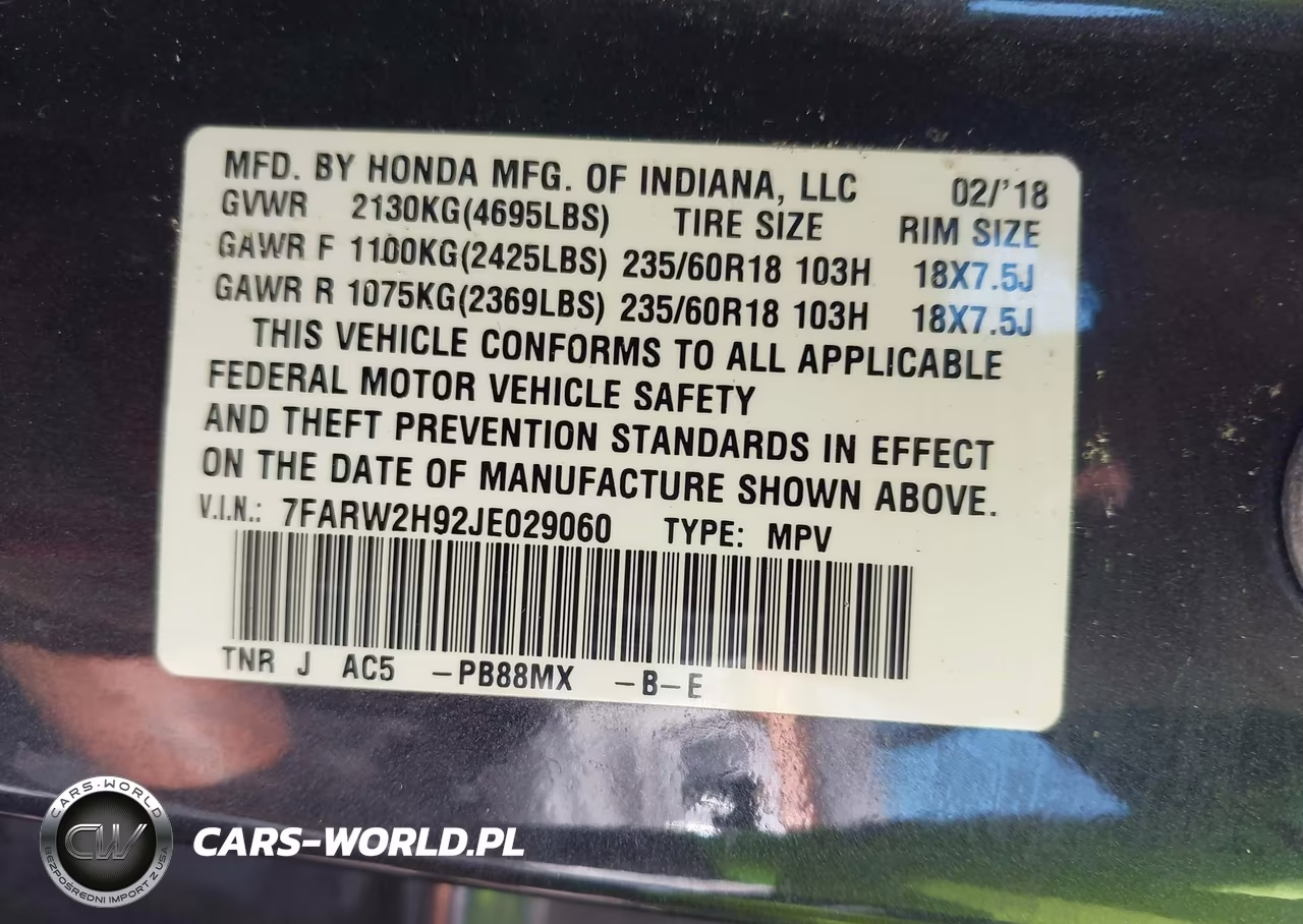 2018 Honda Cr-V Touring VIN:7FARW2H92JE029060 - 9