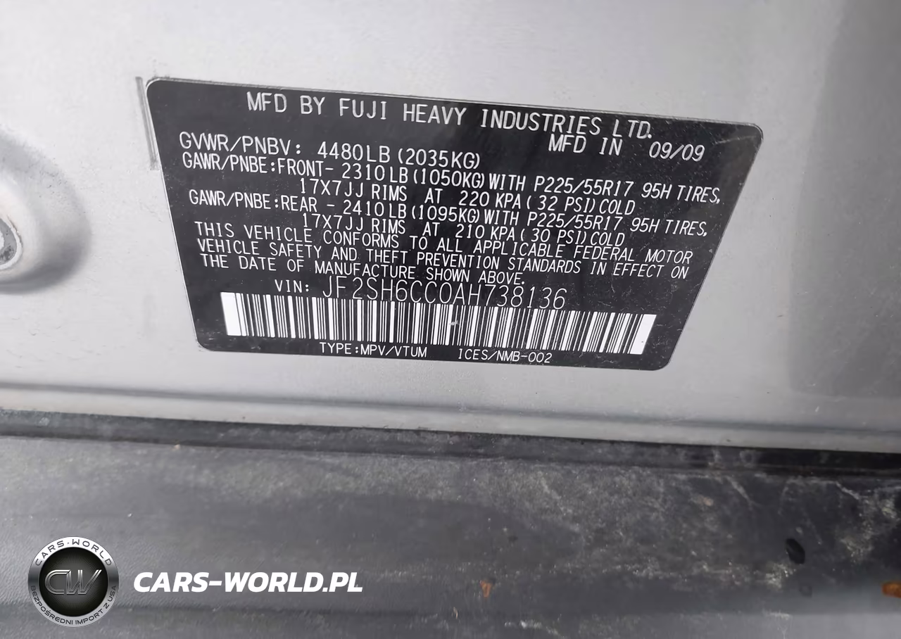 2010 Subaru Forester 2.5X Premium VIN:JF2SH6CC0AH738136 - 9
