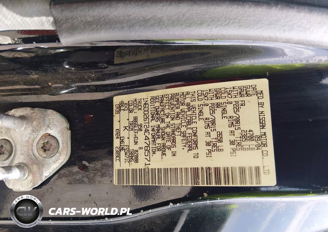 2004 Nissan Frontier Xe VIN:1N6DD26T24C478571 - 9