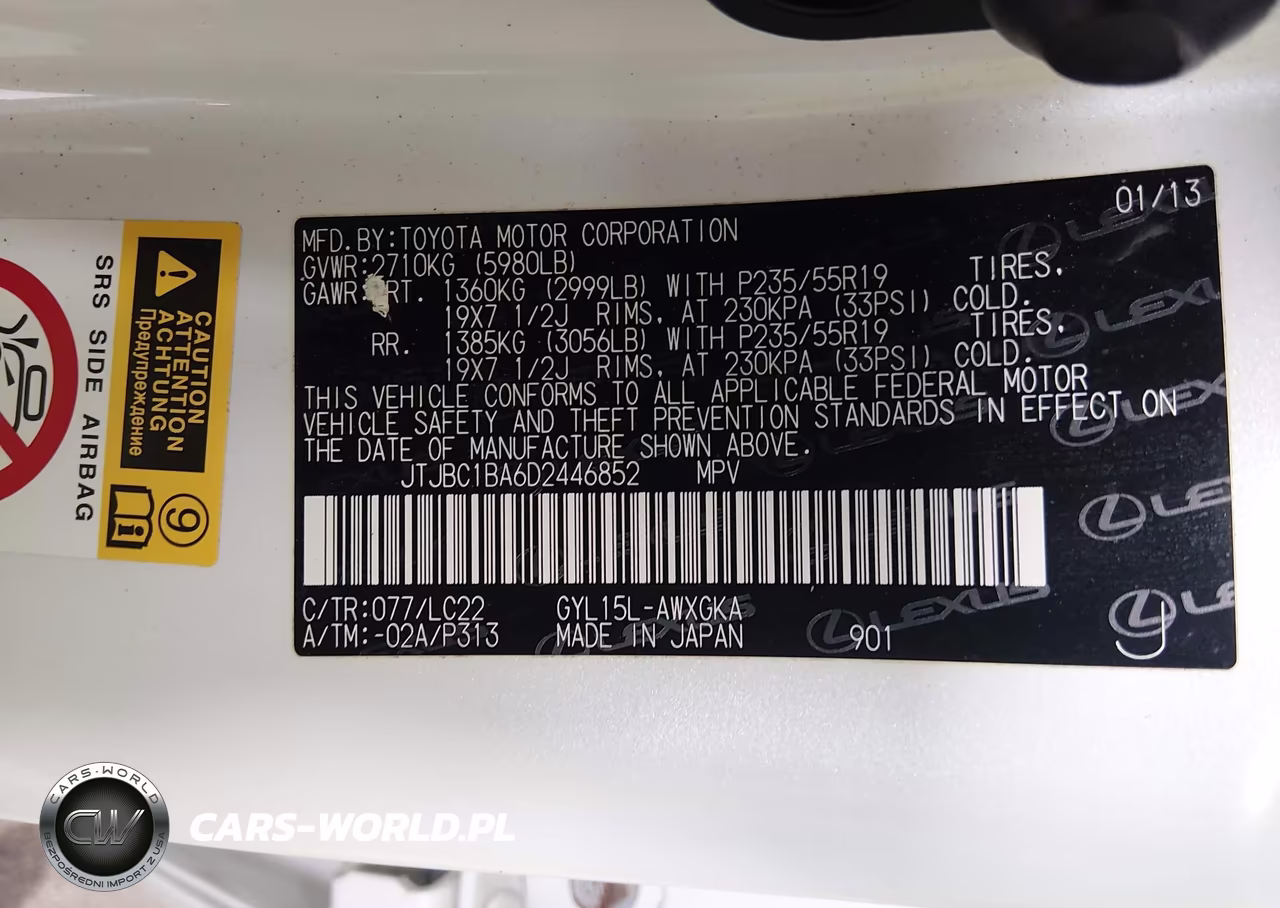 2013 Lexus Rx 450H VIN:JTJBC1BA6D2446852 - 9