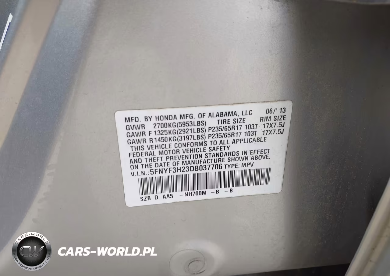 2013 Honda Pilot Lx VIN:5FNYF3H23DB037706 - 9