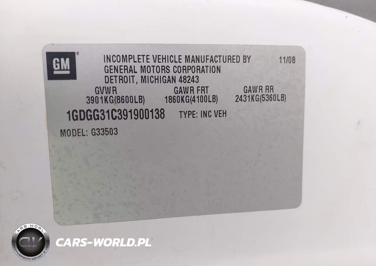 2009 GMC Savana Cutaway Work Van VIN:1GDGG31C391900138 - 8