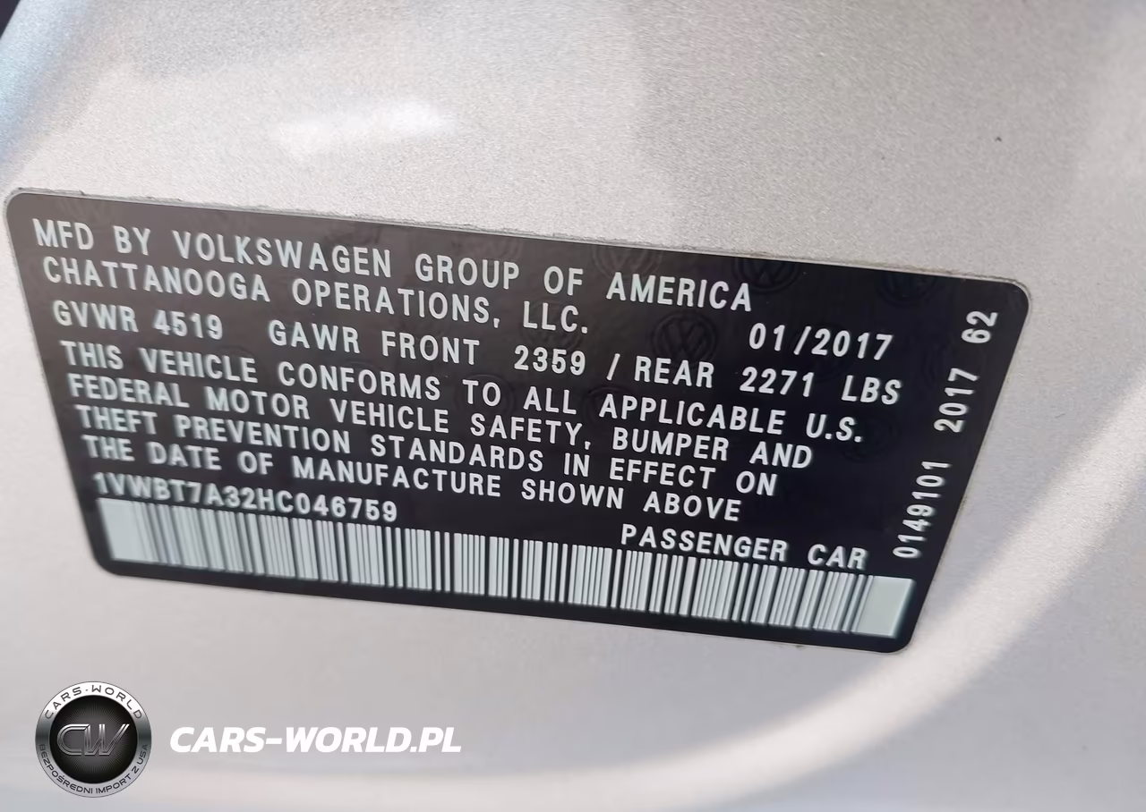 2017 Volkswagen Passat 1.8T Se VIN:1VWBT7A32HC046759 - 9