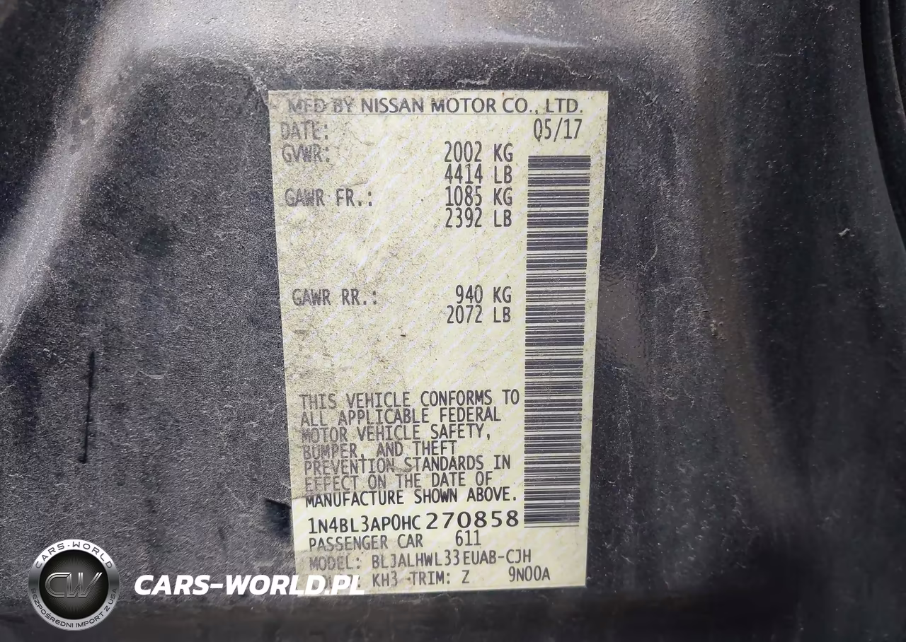 2017 Nissan Altima 3.5 Sr VIN:1N4BL3AP0HC270858 - 9