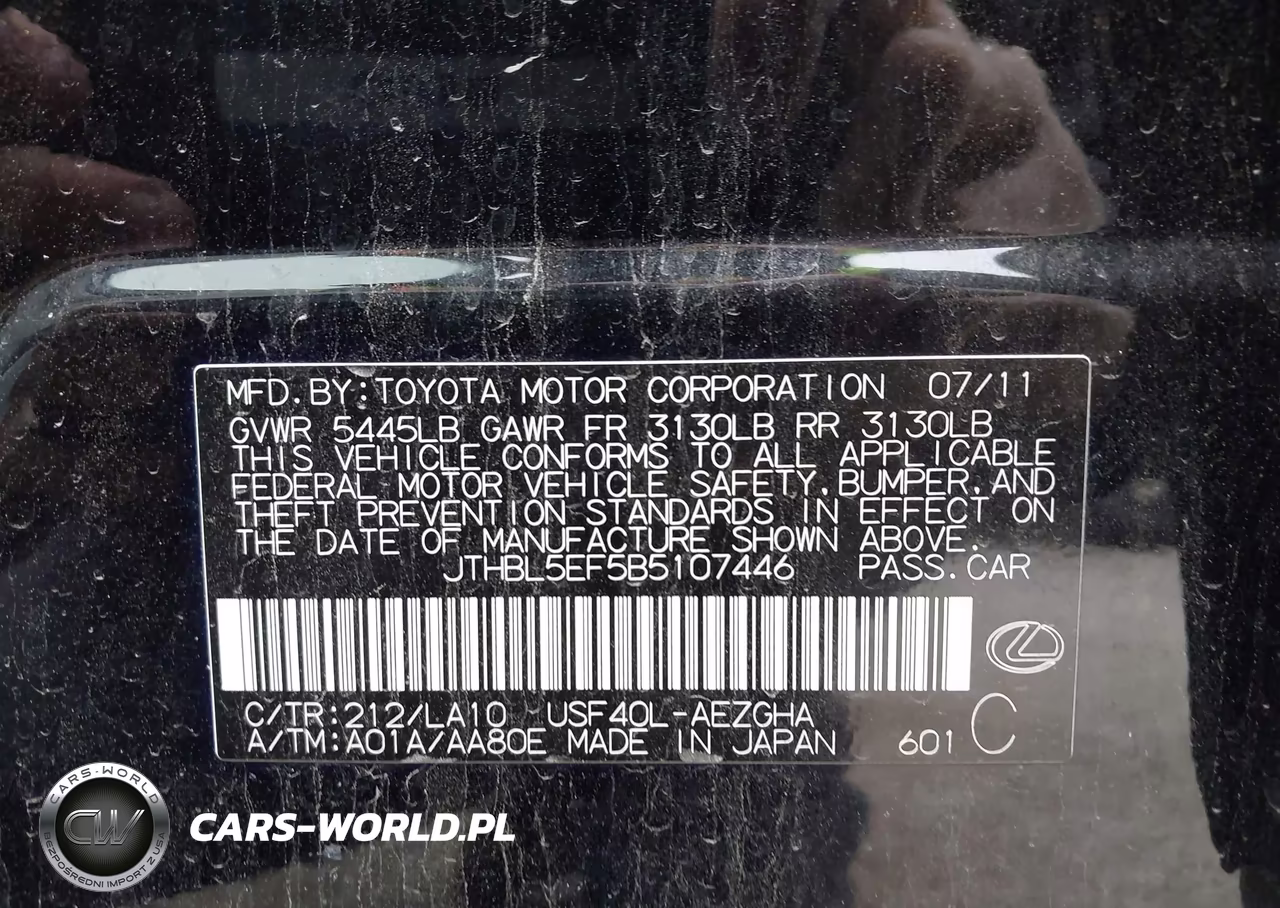 2011 Lexus Ls 460 VIN:JTHBL5EF5B5107446 - 9