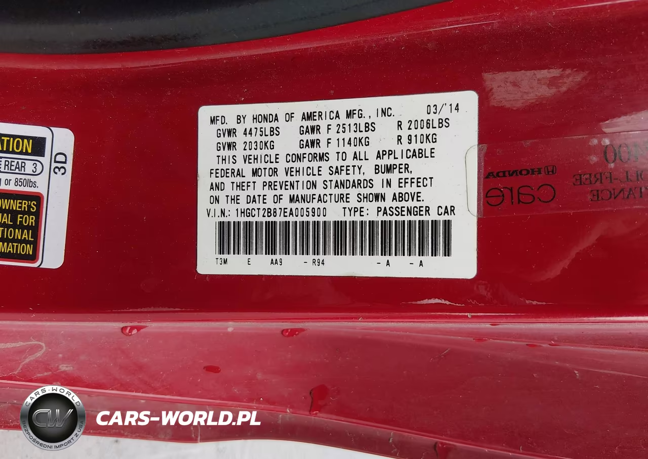 2014 Honda Accord Ex-L V-6 VIN:1HGCT2B87EA005900 - 9