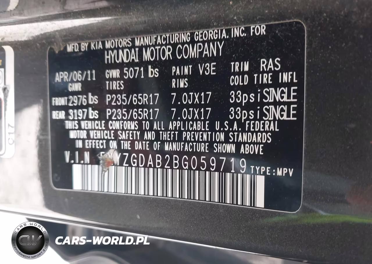 2011 Hyundai Santa Fe Gls VIN:5XYZGDAB2BG059719 - 9