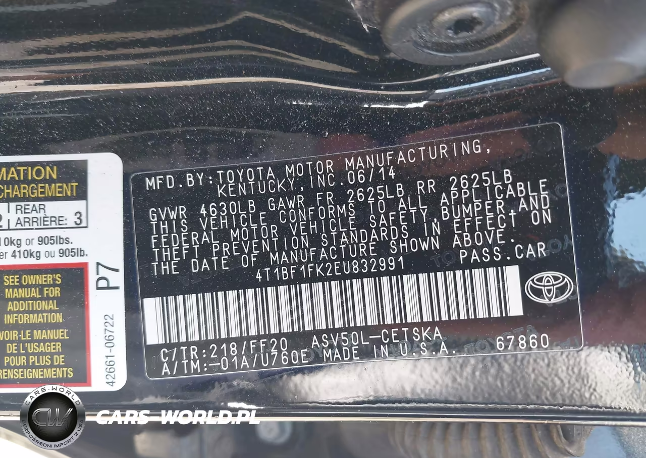 2014 Toyota Camry Se VIN:4T1BF1FK2EU832991 - 9