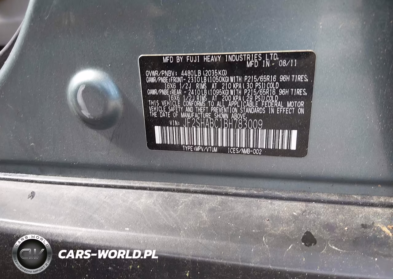 2011 Subaru Forester 2.5X VIN:JF2SHABC1BH783009 - 9