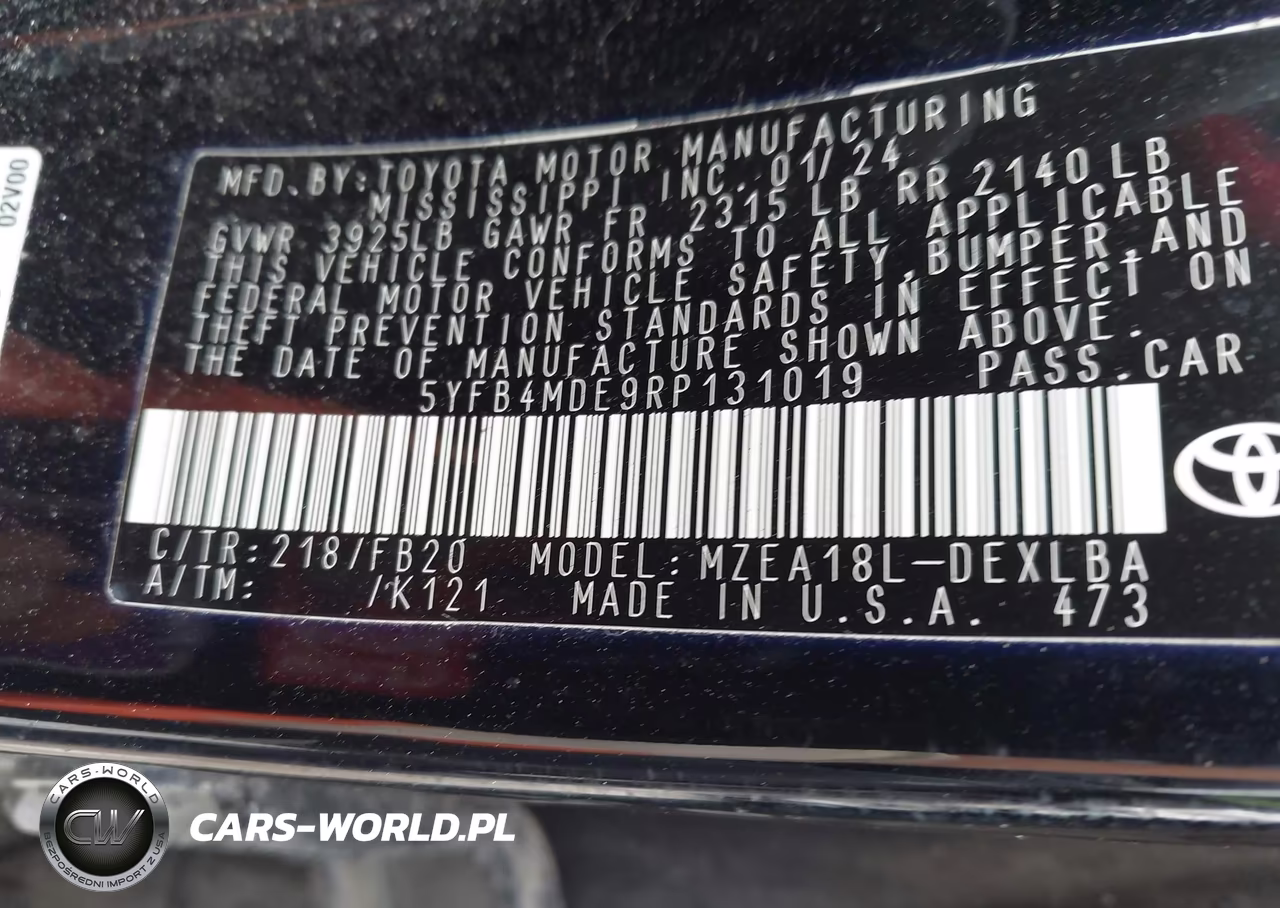 2024 Toyota Corolla Le VIN:5YFB4MDE9RP131019 - 9