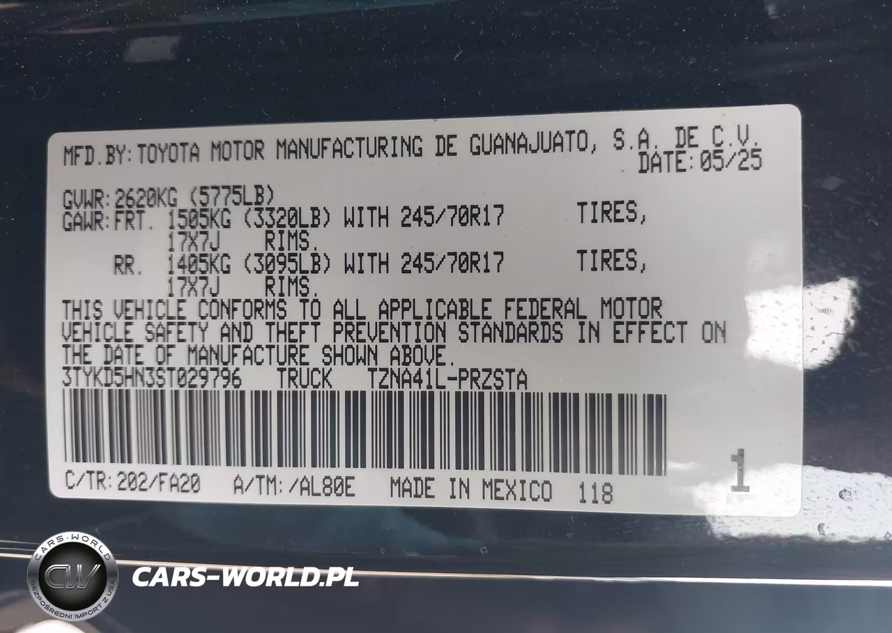 2025 Toyota Tacoma Sr VIN:3TYKD5HN3ST029796 - 9