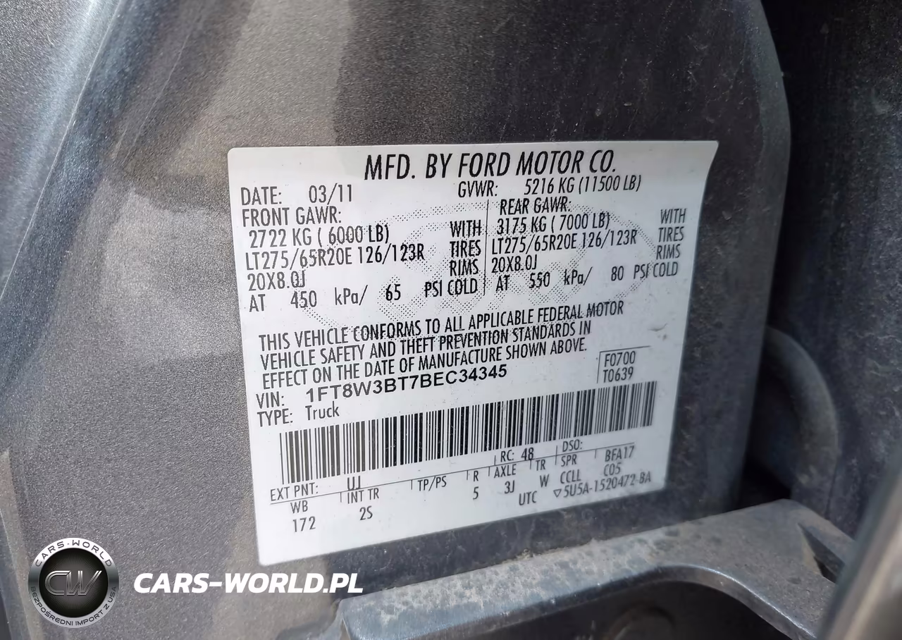 2011 Ford F-350 Xlt VIN:1FT8W3BT7BEC34345 - 8