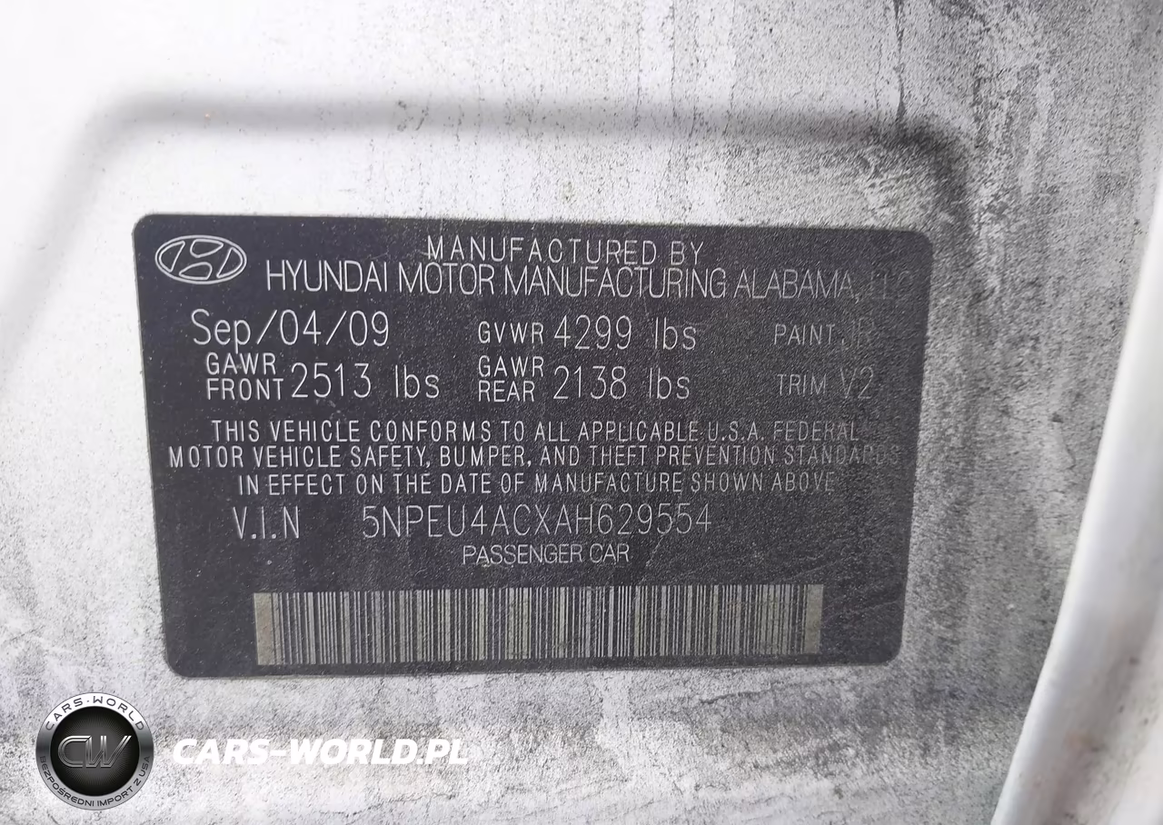 2010 Hyundai Sonata Limited VIN:5NPEU4ACXAH629554 - 9