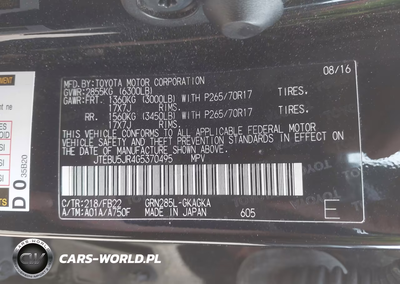 2016 Toyota 4Runner Sr5 VIN:JTEBU5JR4G5370495 - 9